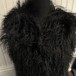 DVF black mongolian lamb fur Size P